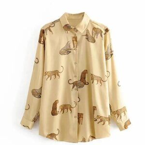 Satin Cheetah Blouse